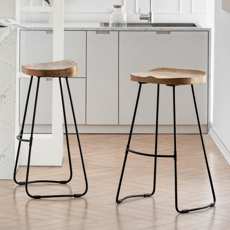 Racette Counter Stool with Metal Frame, Bar Stool (30" Seat Height), Natural