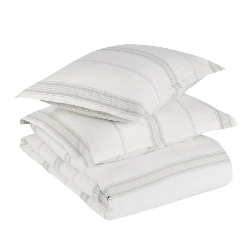 Jayson Linen Duvet Cover Set, Gray, King