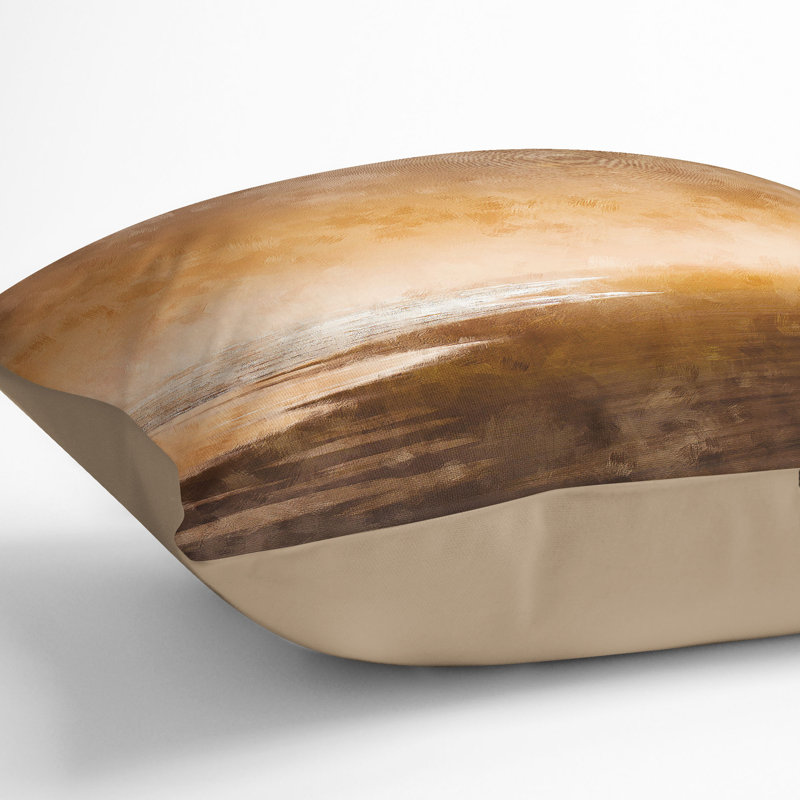 Golden Beach in Iceland Painting Cushion with Filling, 40cm H x 40cm W x 15cm D, Stone
