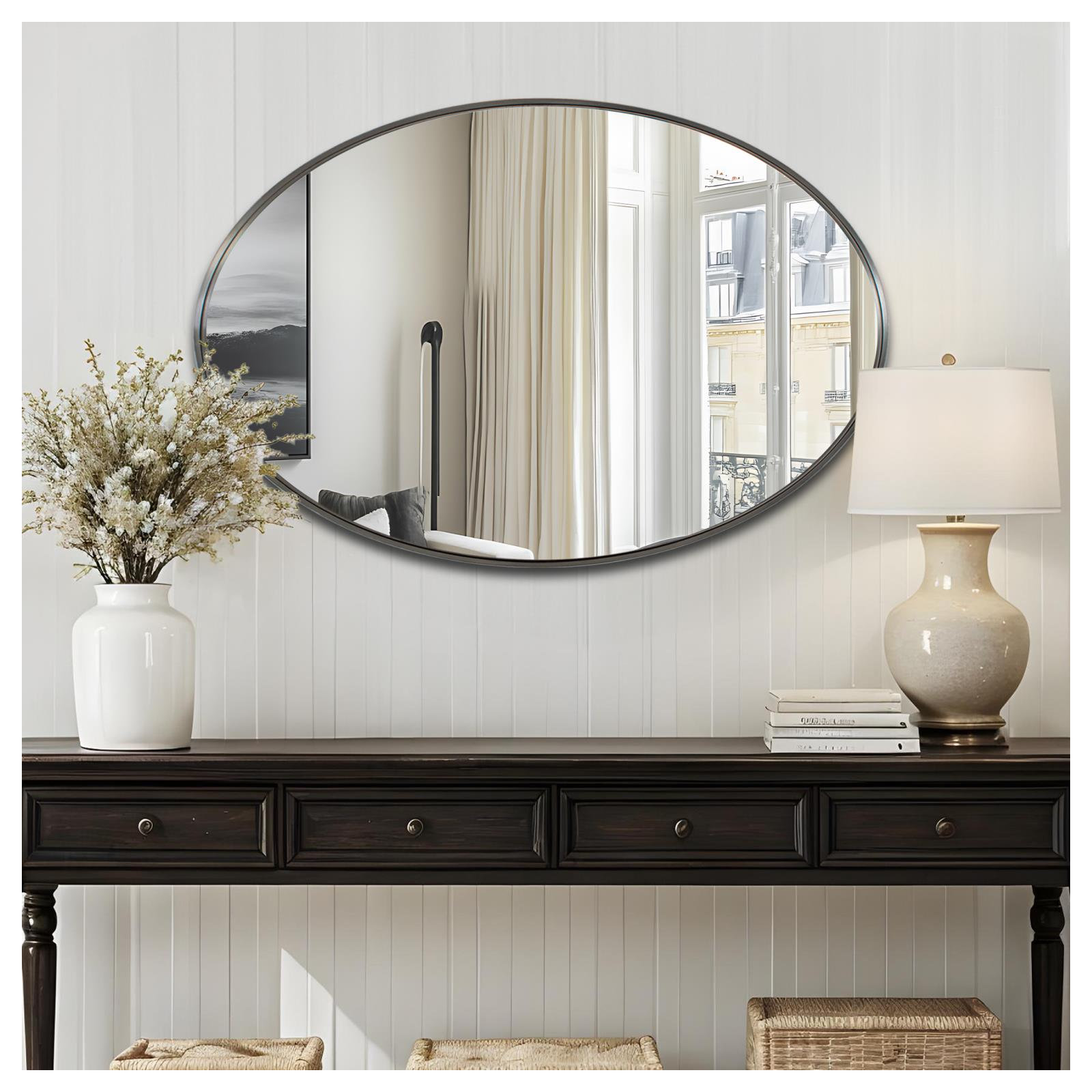 Steele Oval Mirror,  Silver