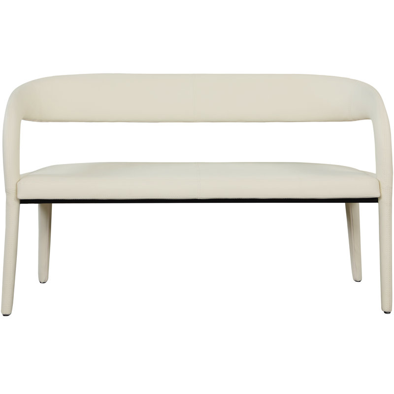Sylvester Aurich Faux Leather Bench, Cream Vegan Leather
