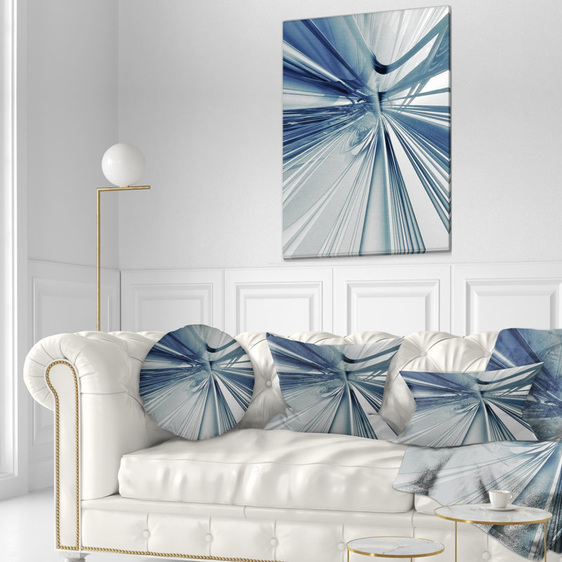 Art texturé bleu 3D - coussin abstrait imprimé, 12 po x 20 po, Rectangulaire