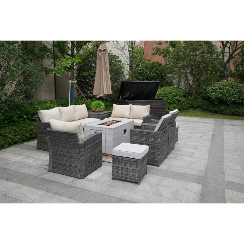 10 - Person Patio Conversation Set with Cushions