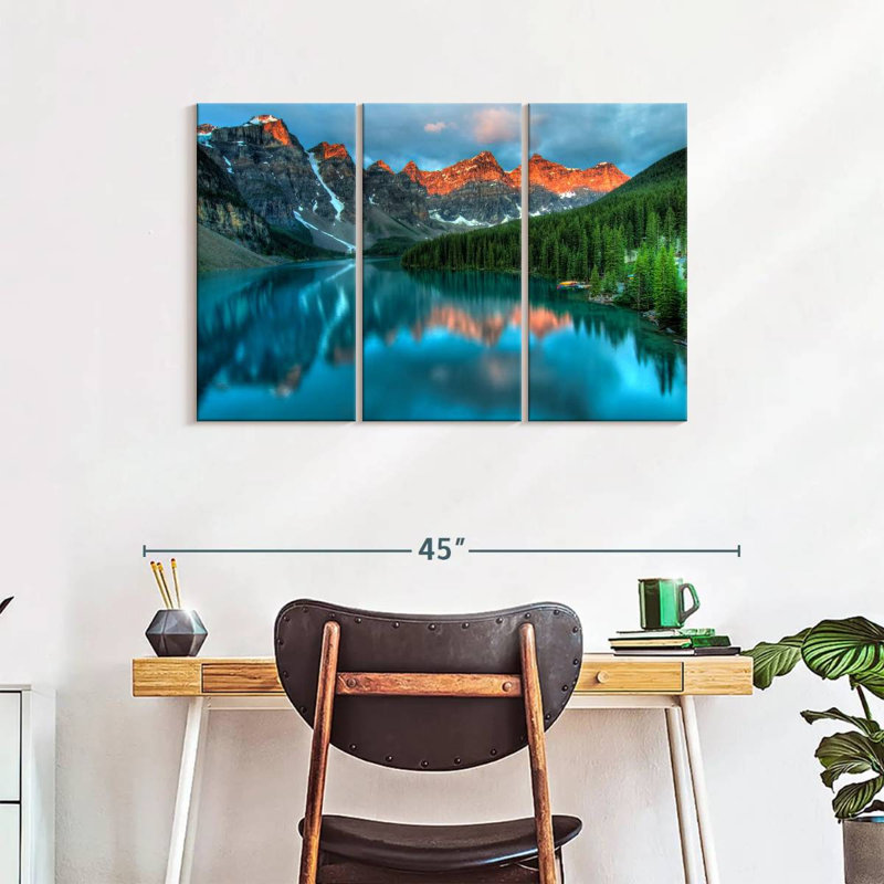 Tranquil Moraine Lake 3 pièces, H 38 po x l 24 po x P 1,25 po