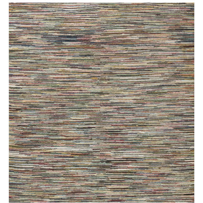 Tapis américain en laine à rayures multicolores 8 pi 6 po x 9 pi 2 po