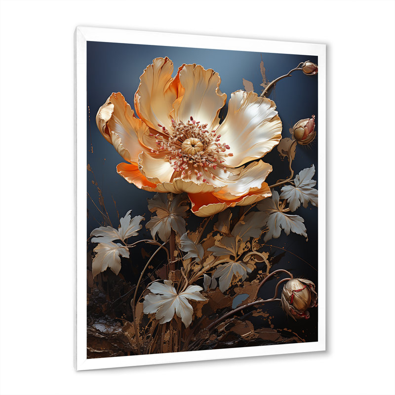 «Gopped Poppy Fields» - art mural coquelicots, Cadre photo blanc, H 32 po x l 24 po x P 1 po