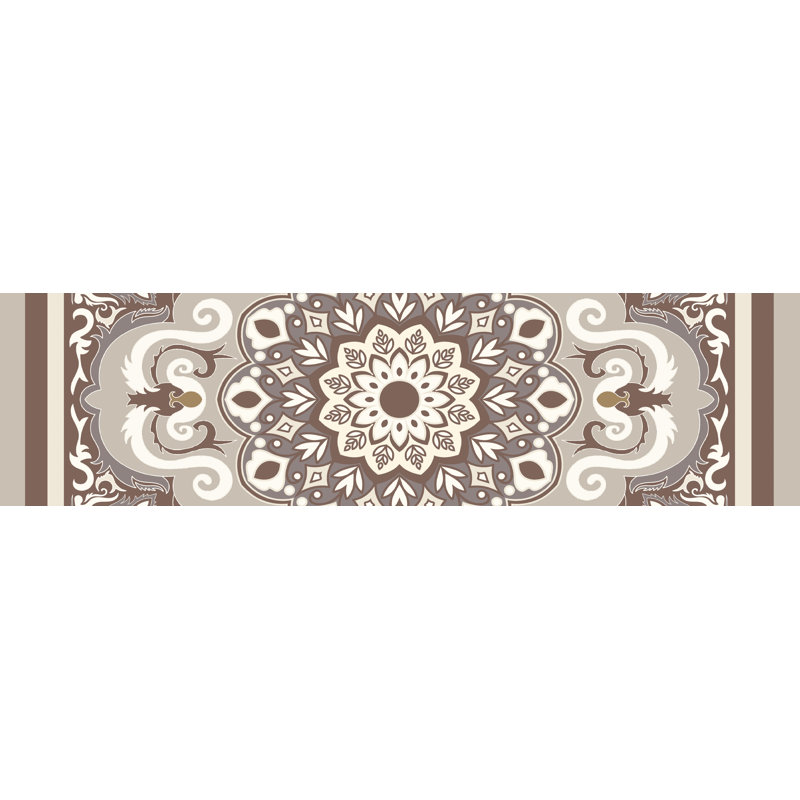 Tapis d'escalier antidérapant Nalesha, 15Pcs, Fleurs grises abstraites, Rectangle 30 po x 8 po