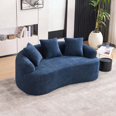 Boneless Curved Loveseat with 3 Pillows