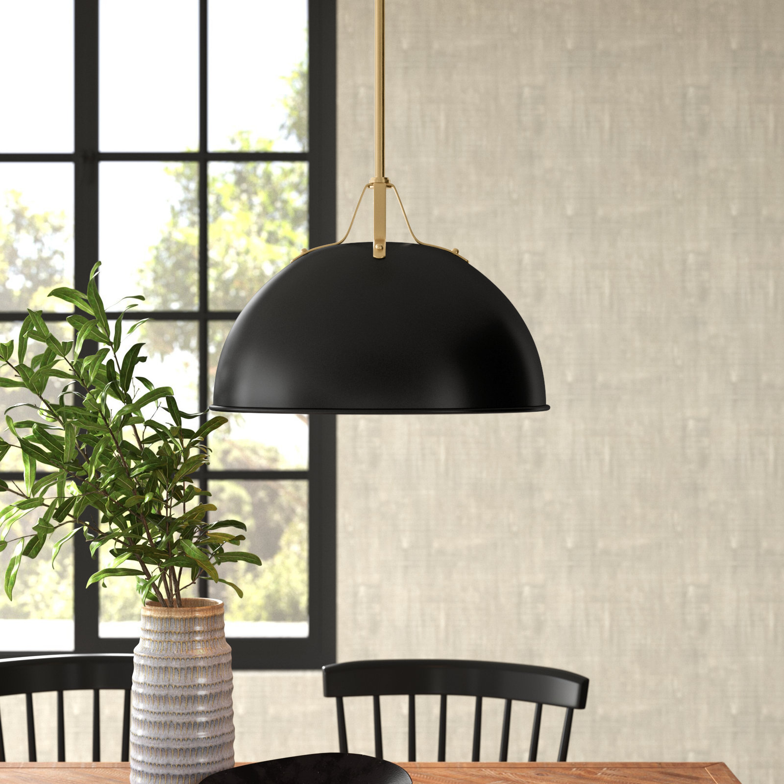 Carlisa Dimmable Single Light Pendant, Black/Gold