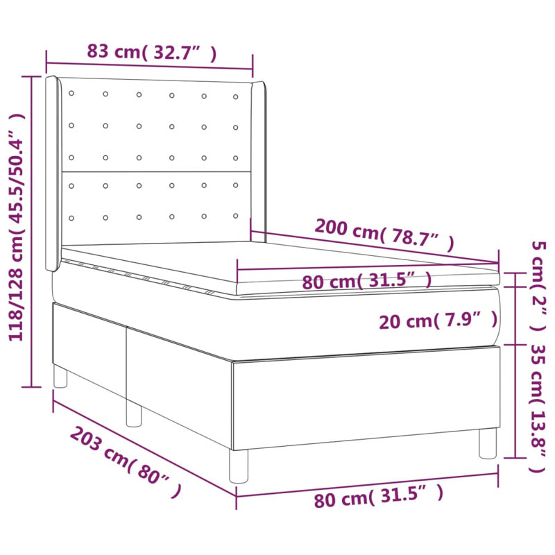 Antyon Upholstered Fabric Bed, 80 x 200cm, Blue