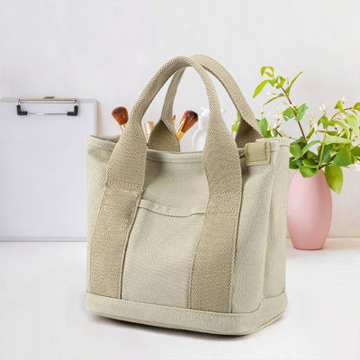 Casual Canvas Tote Bag With Crossbody Strap Multi-Pocket Lightweight Shoulder Handbag Daily Use Work Shopping Tote For Women