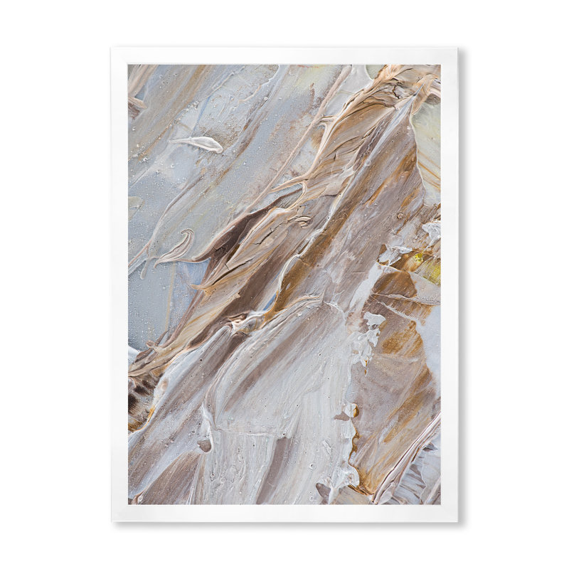 Abstrait beige brossé brun - reproduction de cadre photo sur toile, H 36 po x l 24 po x P 1 po, Cadre photo blanc