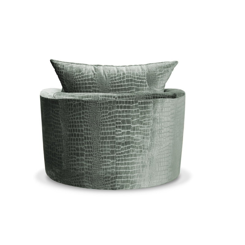 Upholstered Swivel Armchair, Light Teal