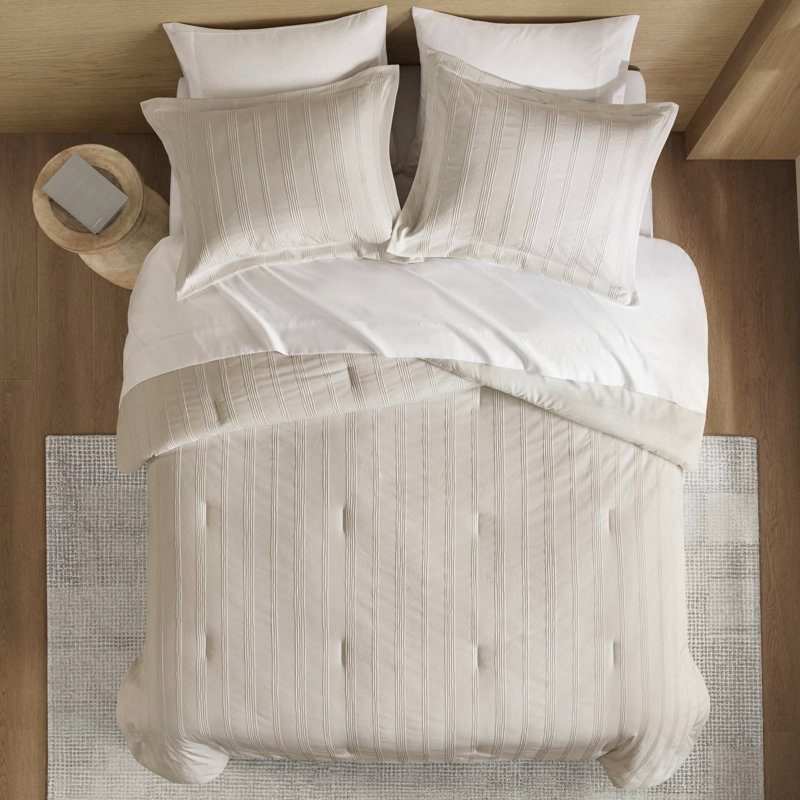 Taille de l'édredon et du drap rayé tissé, lavable à la machine en microfibre douce, idéal pour les petits espaces 7 avec des rayures discrètes, drap-housse infroissable respirant, chambres d'amis