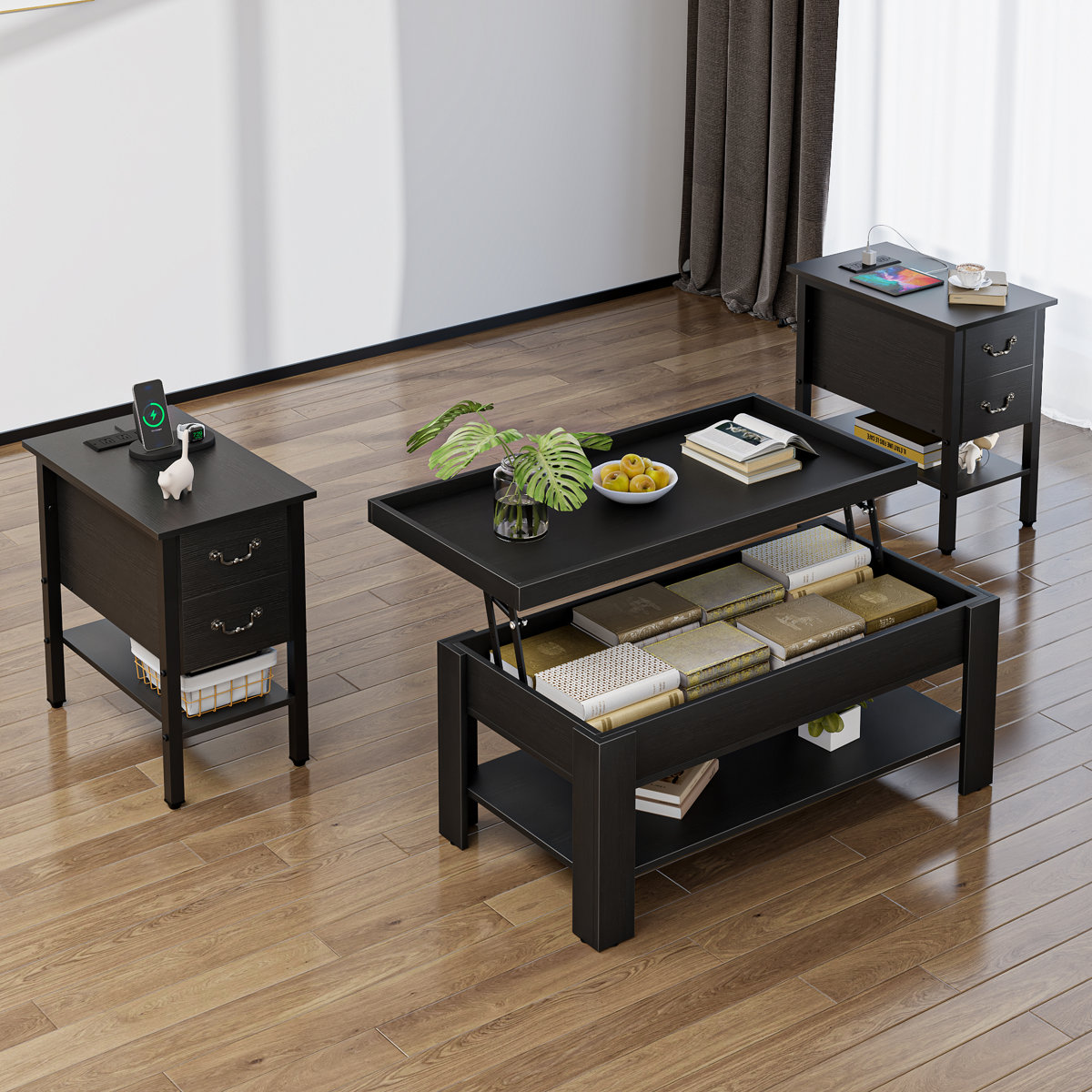Ebern Designs 3-Piece Living Room Table Set With Lift Top Coffee Table ...