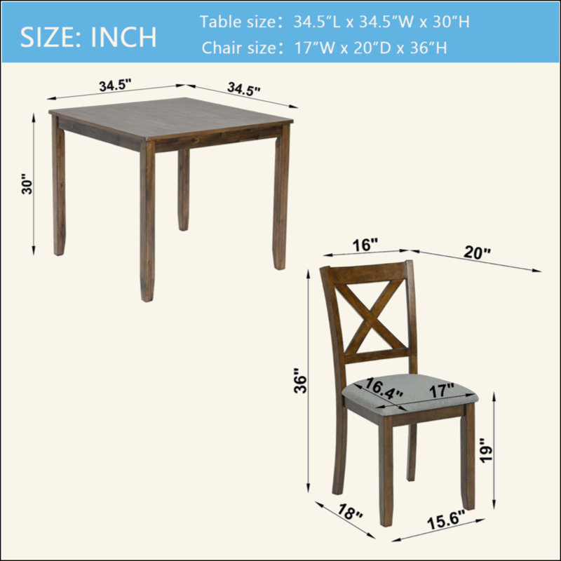 Ensemble de table de salle à manger 5 pièces Elegant Elegant