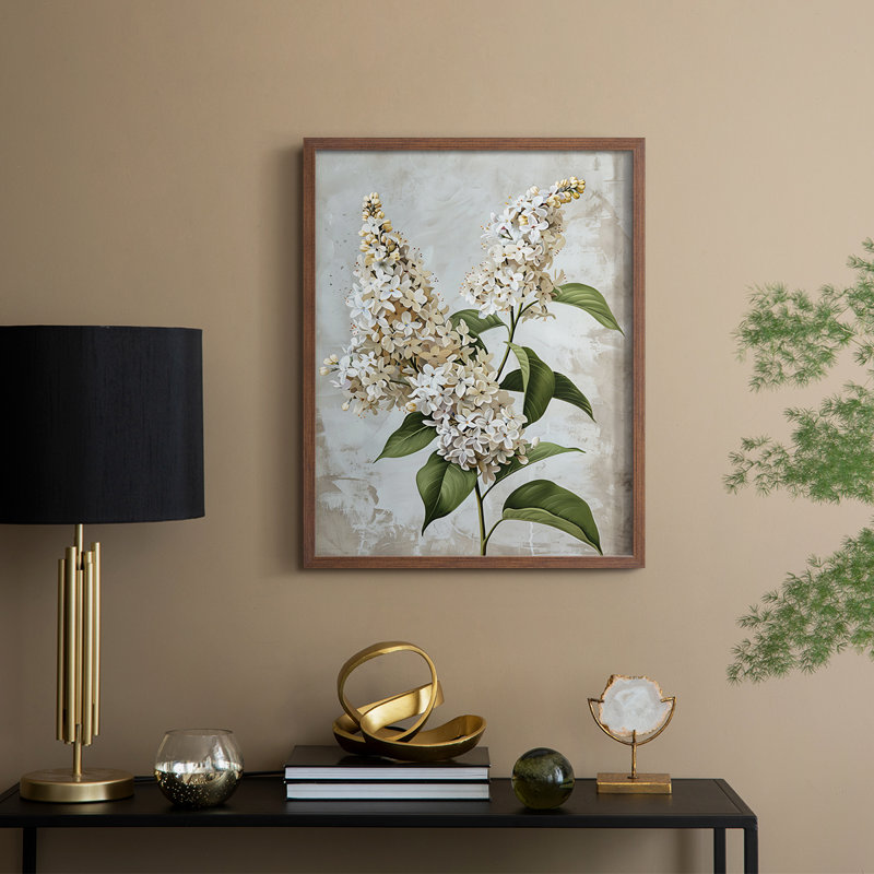 Série FLORAL CCLI - reproduction encadrée de qualité supérieure - prête à être accrochée - aucun clou requis, Noyer