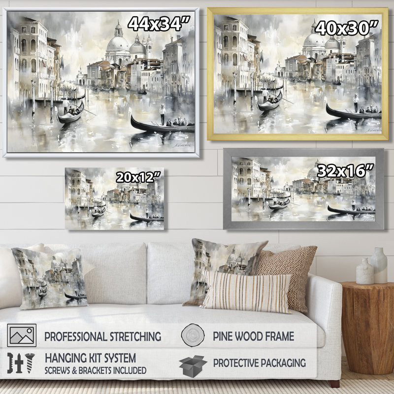 Minimal Venice Grand Canal I - impression murale de Venise, Toile tendue, Ne s’applique pas, H 24 po x l 32 po