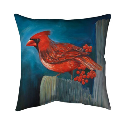 Redbreast Bird on Branch Gray Bedroom – Throw Pillow Cover Only, Double-Sided Print, Insert Not Included
