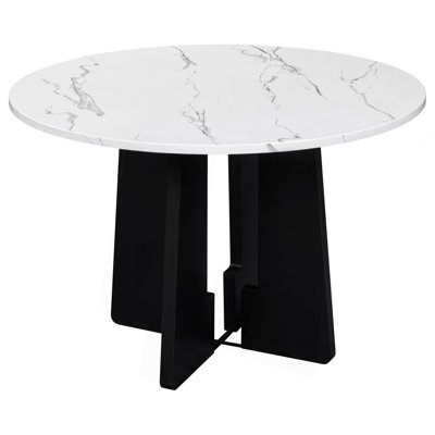 Table de salle à manger ronde pour comptoir en faux marbre de 43 pouces, table de salle à manger ronde Mid-Century moderne pour les cafés, restaurants, bars, bureaux à domicile et salles de conférence
