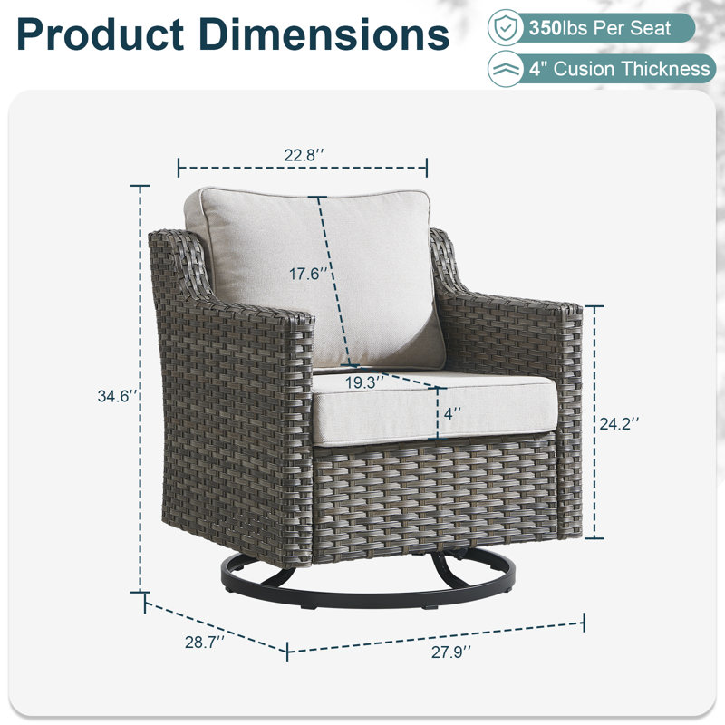 Arlene Outdoor Wicker Swivel Rocker Chair With Cushions(Set Of 4), Beige