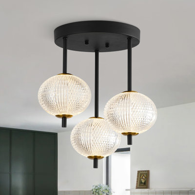3-Light Oval Acrylic Dimmable LED Semi-Flush Mount