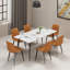 Table de salle à manger avec plateau en pierre frittée et pieds en métal, table de salle à manger rectangulaire moderne de 63 po-648569674