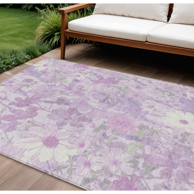 Tapis lavable floral mauve et lilas 9 'X 12'