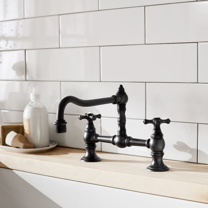 Proper Double Handle Kitchen Faucet, Matte Black