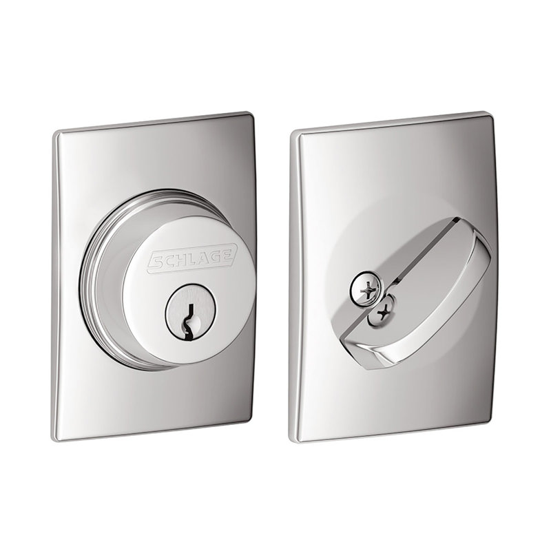 Single Cylinder Deadbolt with Century Trim, Polished Chrome
