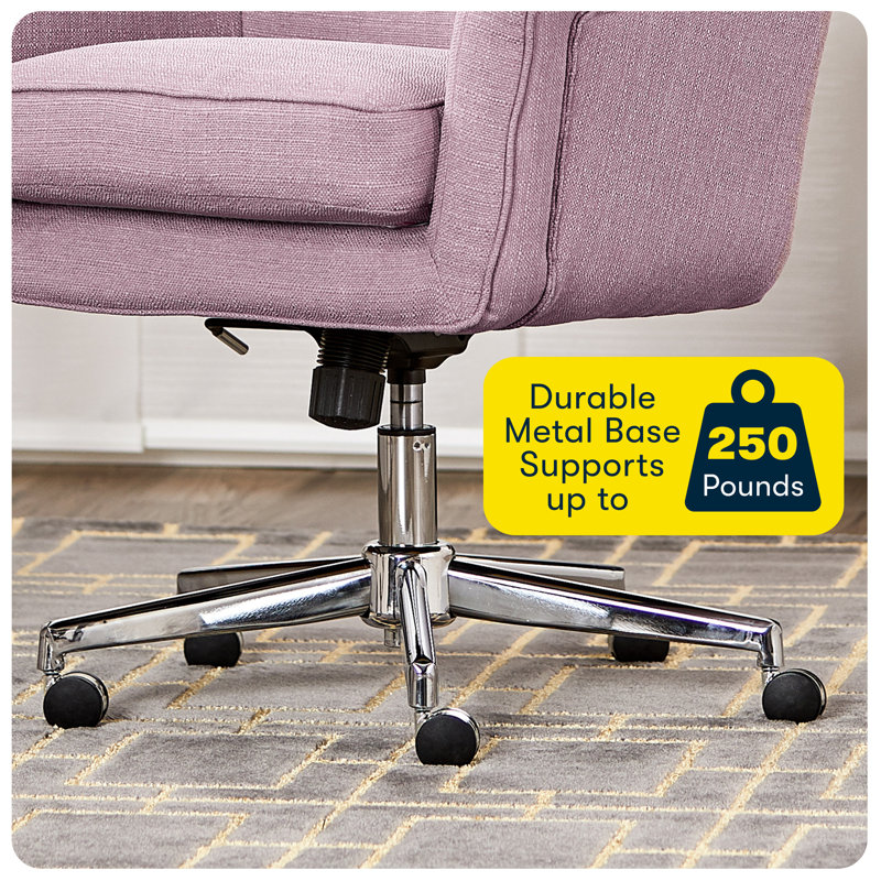 Serta Ashland Modern Office Chair, Mid-Back, Quality Memory Foam Cushion, Metal Base Chrome Finish, Lilac