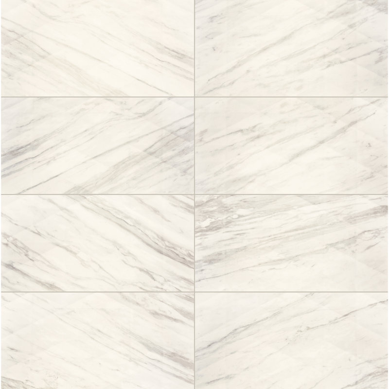Daltile Perpetuo 12" X 24" Satin Ceramic Multi-Geometric Wall Tile (8 PCS Per Carton) (15.52 SQFT Per Carton), Timeless White