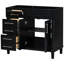 Meuble-lavabo de 36 po - Armoire noire avec charnières et étagère pratique avec poignée autoportante et finition argent