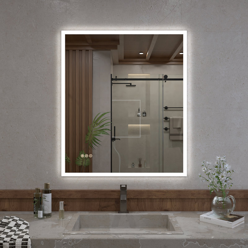 Musci 30 in. W x 36 in. H Rectangular Frameless LED Wall Bathroom Vanity Mirror, 36" x 30"