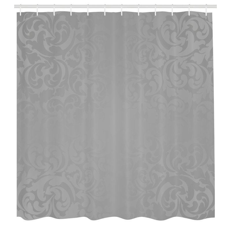 Pale Gray Victorian Damask Fabric Shower Curtain