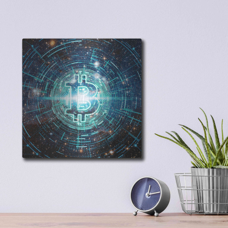 «Cyber Bitcoin» par Luxe Metal Portfolio, H 12 po x l 12 po