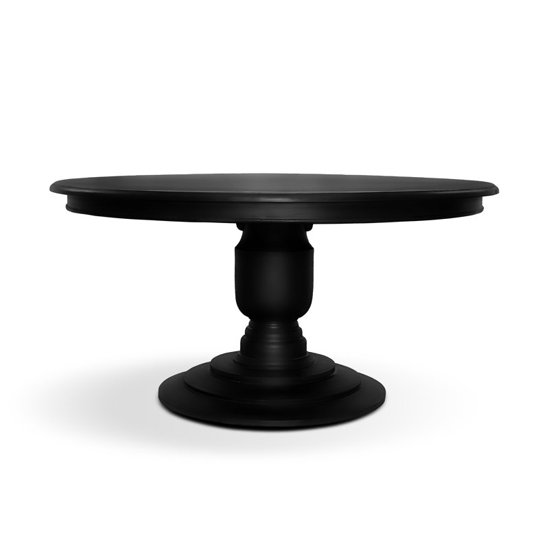 Attah Solid Wood Dining Table, 30" H x 60" L x 60" W, Black, Black