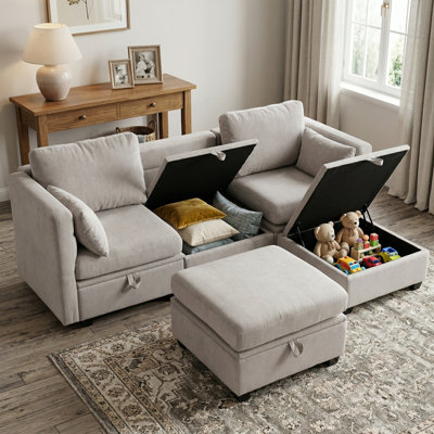 Dilen 5 - Piece Upholstered Sofa Modular Storage Couch & Ottoman