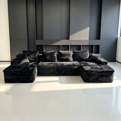 131" U‑Shaped Cloud Modular Sectional Sofa, Modern Curved Couch for Living Room & Bedroom, No Assembly Required