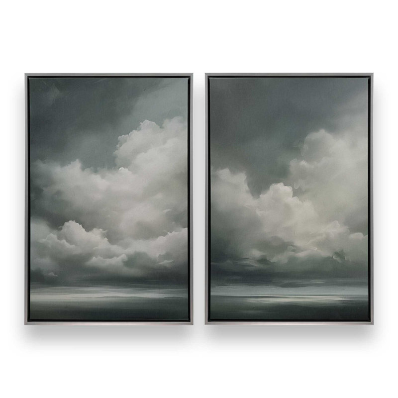 Sombre Skydance, ensemble de 2 impressions sur toile dans un cadre, Cadre flottant en chrome poli