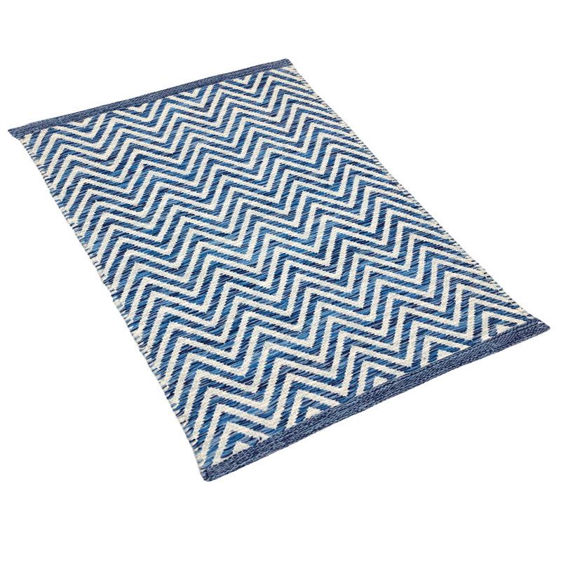 Jimena Non-Slip Chevron Indoor Doormat, Blue