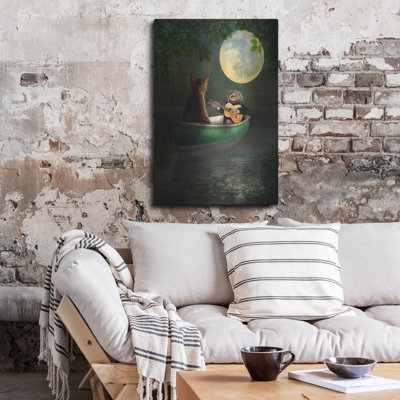 «La chouette et le chat» par John Hovenstine, art mural en métal, 24 po x 36 po