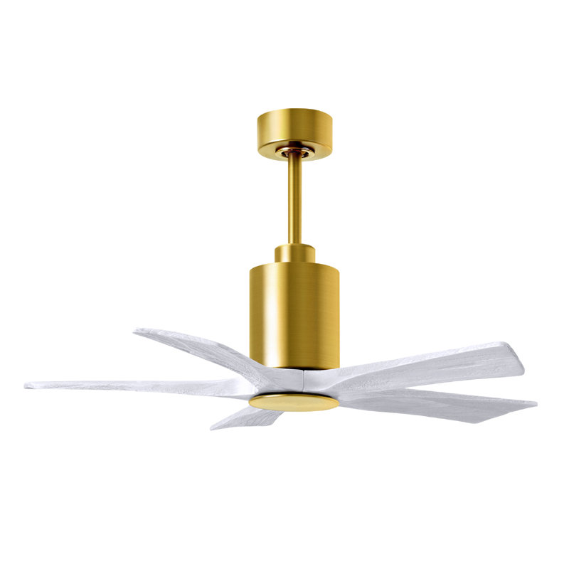 Patricia LED Downrod Ceiling Fan, Matte White, Brushed Brass