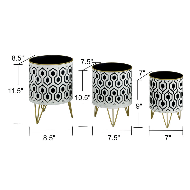 Glenview 3 - Piece Metal Pot Planter Set