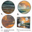 Orange et vert bord de mer Serenity II - art mural plage, salon-191496839-191496836