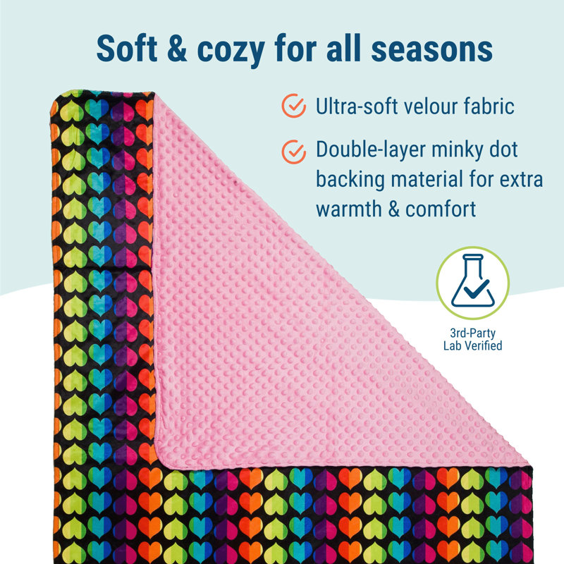 Jeté en peluche Wildkin - Confort doux et confortable, idéal pour les tout-petits, les voyages et les garderies - Rainbow Hearts