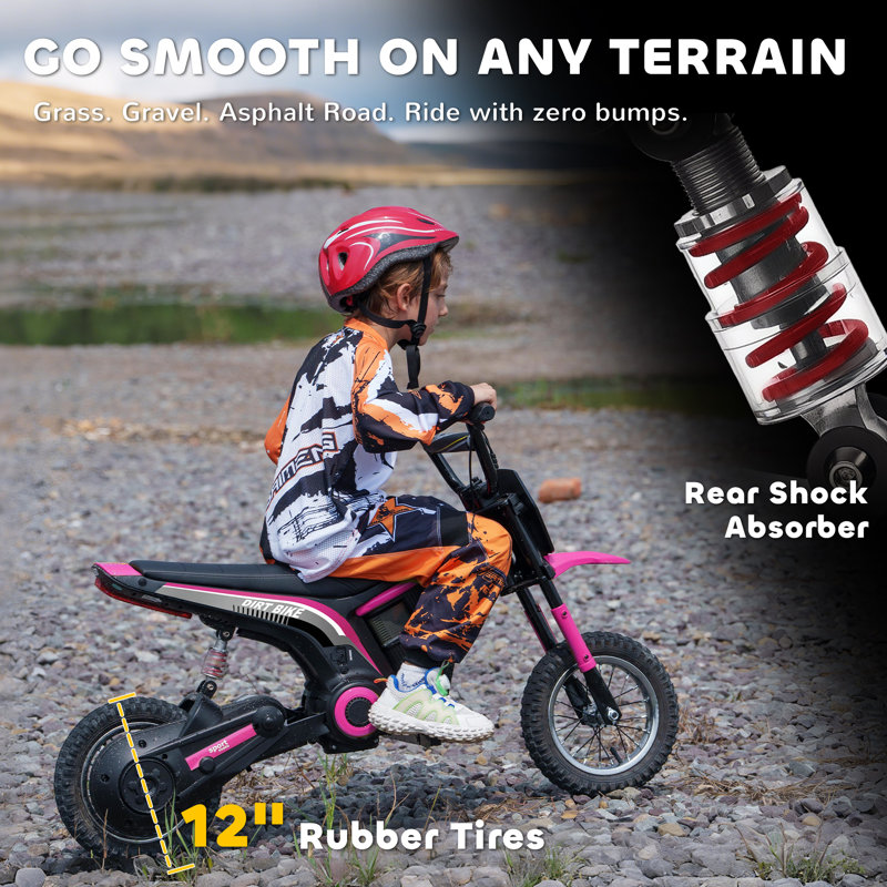 HOMCOM 24V Kids Electric Motorbike Ride On Motorcycle Ages 8-12 Years, Pink