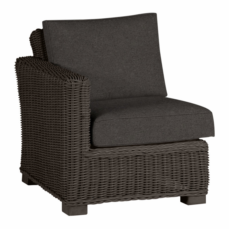Canapé modulaire d'extérieur en résine tressée rustique N-Dura, Welt, Noyer noir, Fossile de Vérone