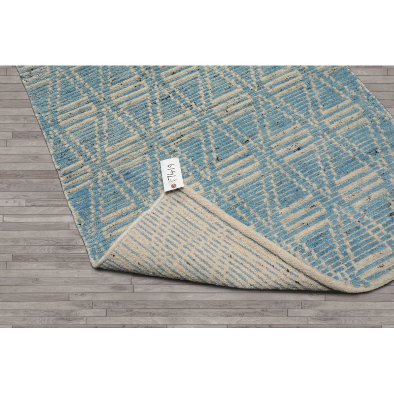 Tapis tribal afghan marocain moderne en laine noué à la main 3 x 5