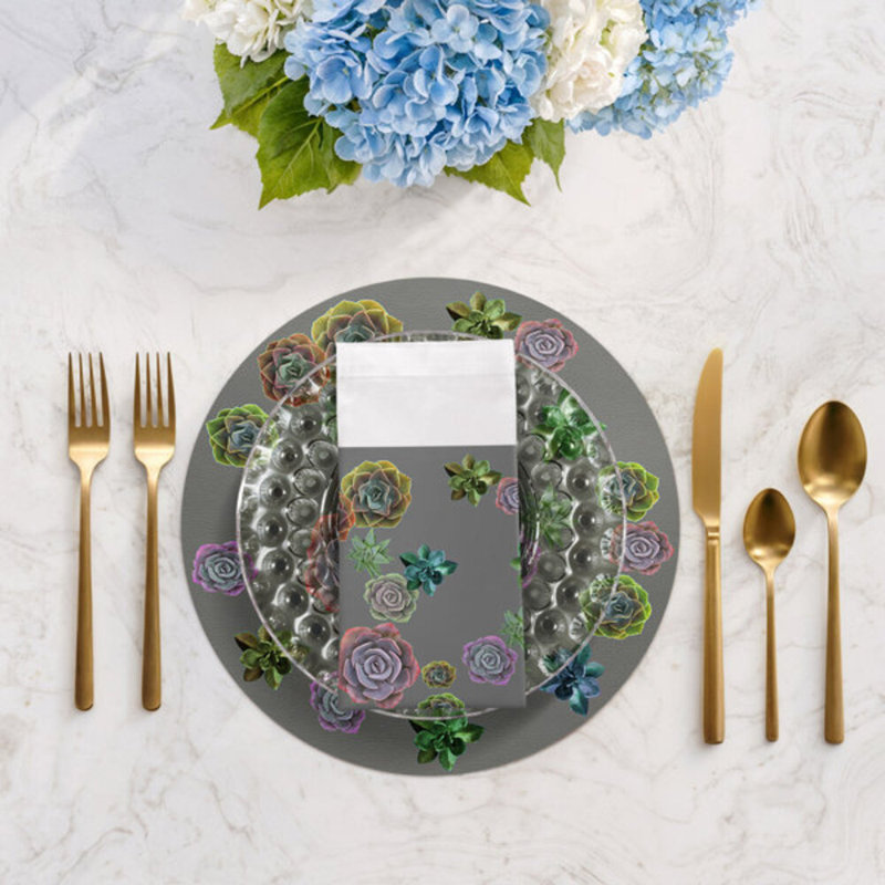 Serviettes de table Succulents, Gris